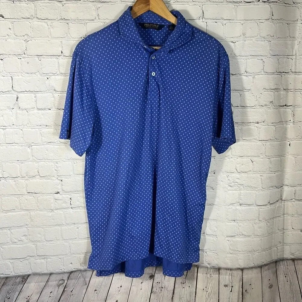Polo Golf Ralph Lauren Blue Geometric Print Golf Shirt Men's Size M Medium  Blue